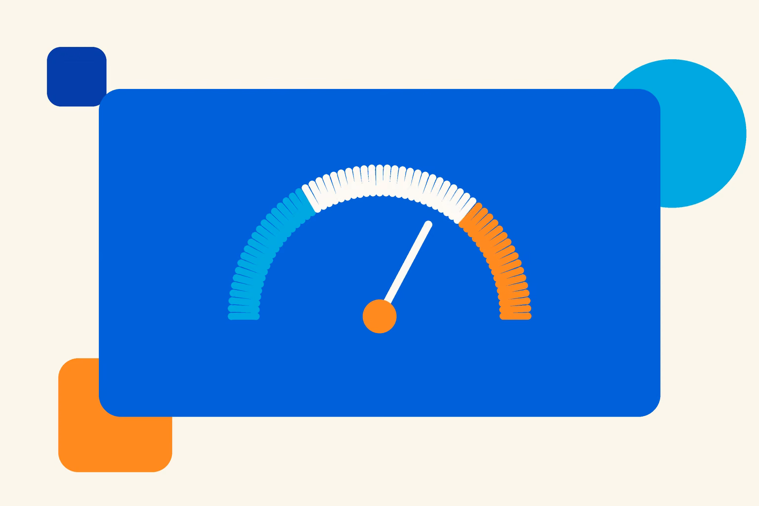 Illustrated gauge on a blue card, representing a monthly advertising budget
