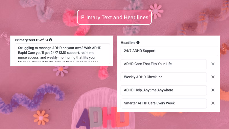 ADHD Rapid Care primary text and headlines