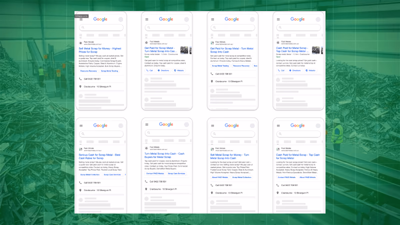 Faizi Metals Google search ad previews