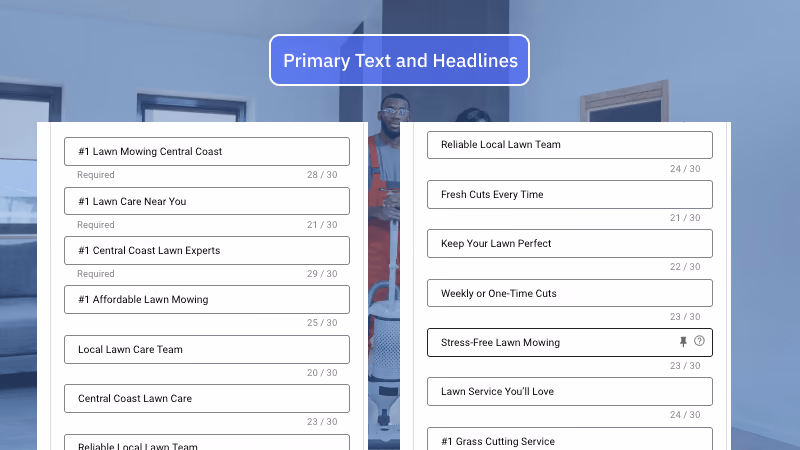 Fix Care ad headlines and copy