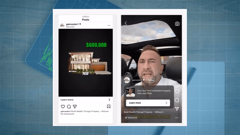 GainVestor social media ad campaigns on Instagram
