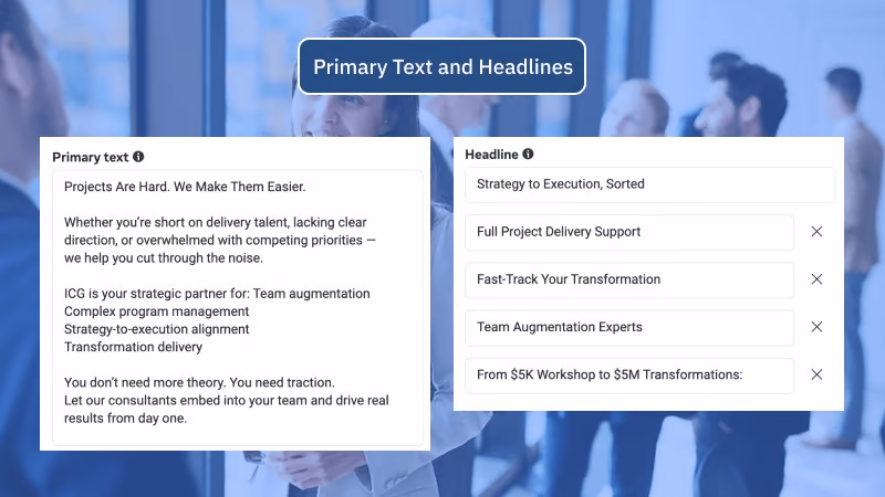 Internal Consulting Group primary text and headlines