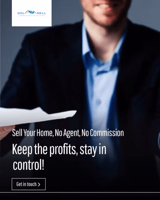 SolSell dark-themed ad creative with sell your home no agent no commission messaging