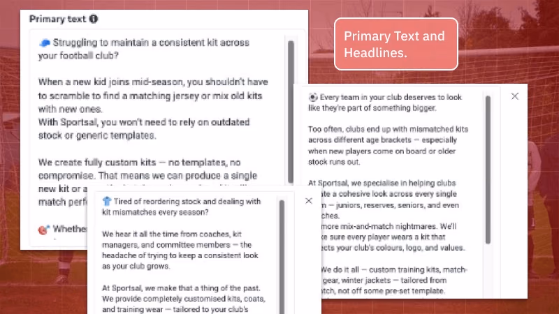 Sportsal UK primary text and headlines