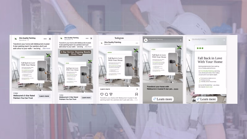 Xtra Quality Painting social ad campaigns across placements
