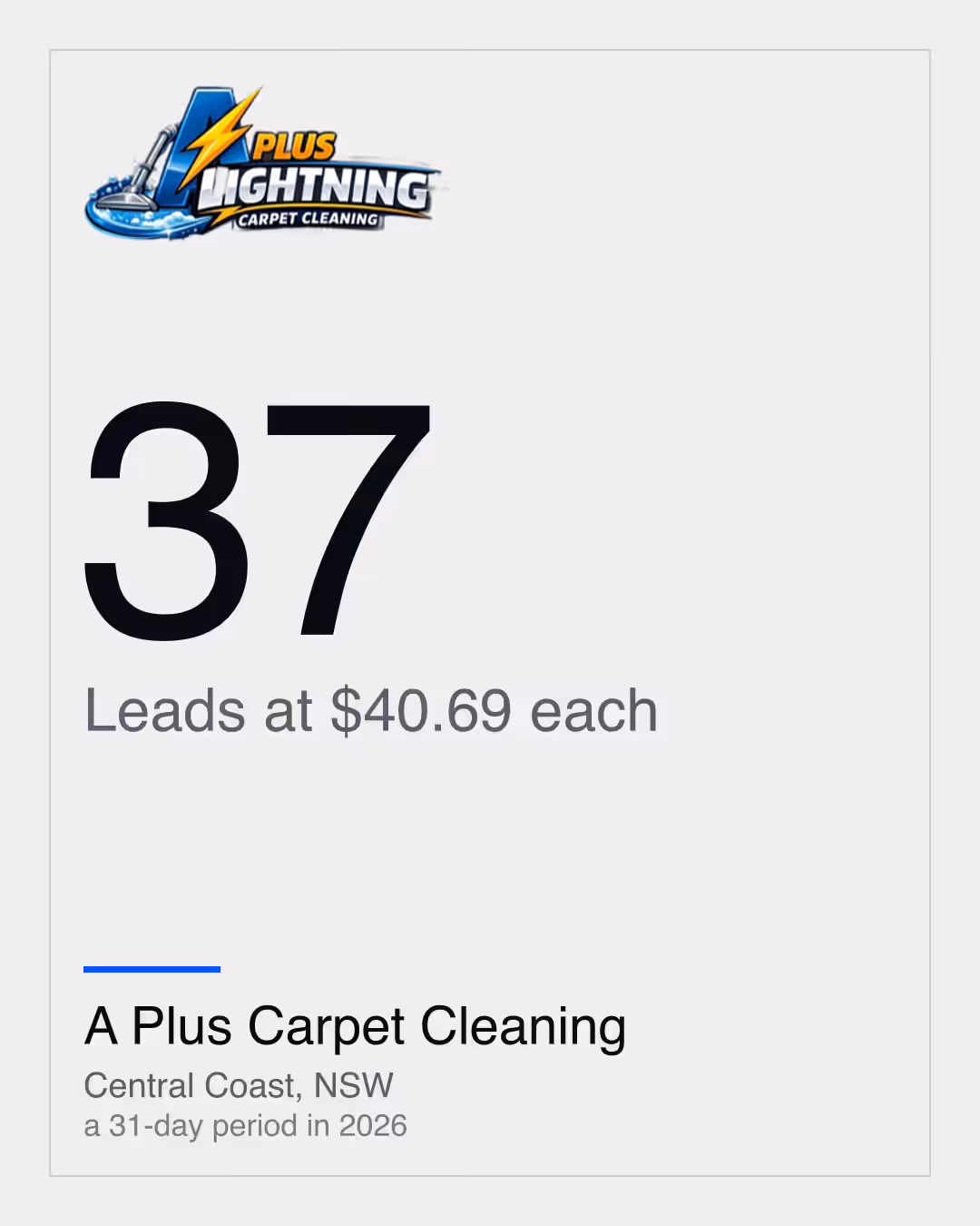 A Plus Carpet Cleaning: 37 Leads at $40.69 each