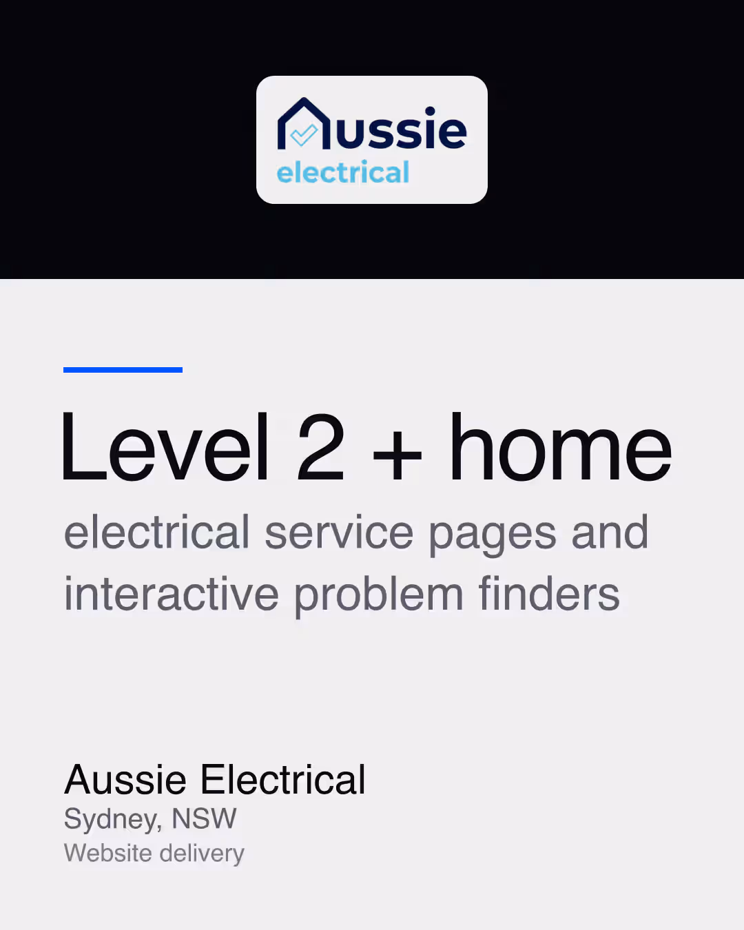 Aussie Electrical: Level 2 + home electrical service pages and interactive problem finders