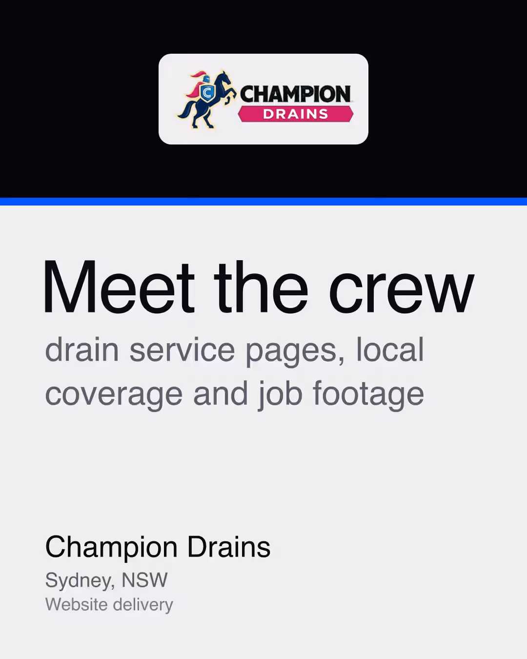 Champion Drains: Meet the crew drain service pages, local coverage and job footage