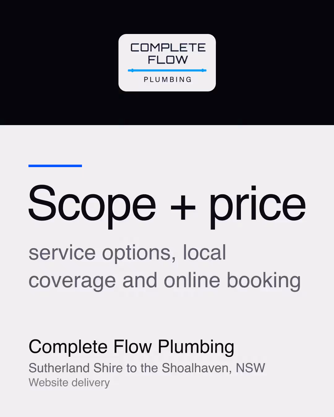 Complete Flow Plumbing: Scope + price service options, local coverage and online booking