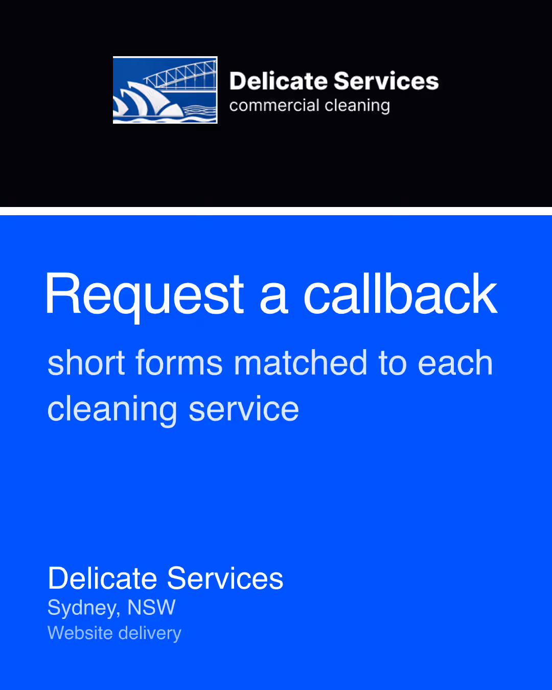 Delicate Services: Request a callback short forms matched to each cleaning service