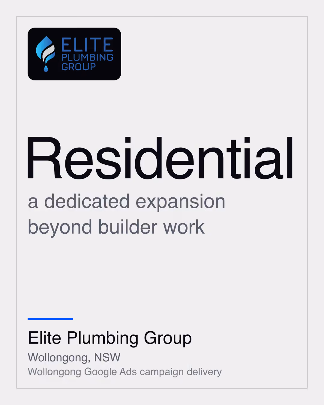 Elite Plumbing Group: Residential a dedicated expansion beyond builder work