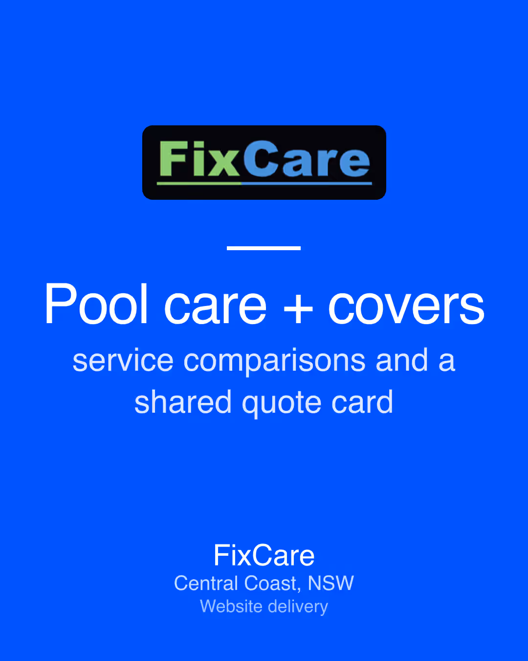 FixCare: Pool care + covers service comparisons and a shared quote card
