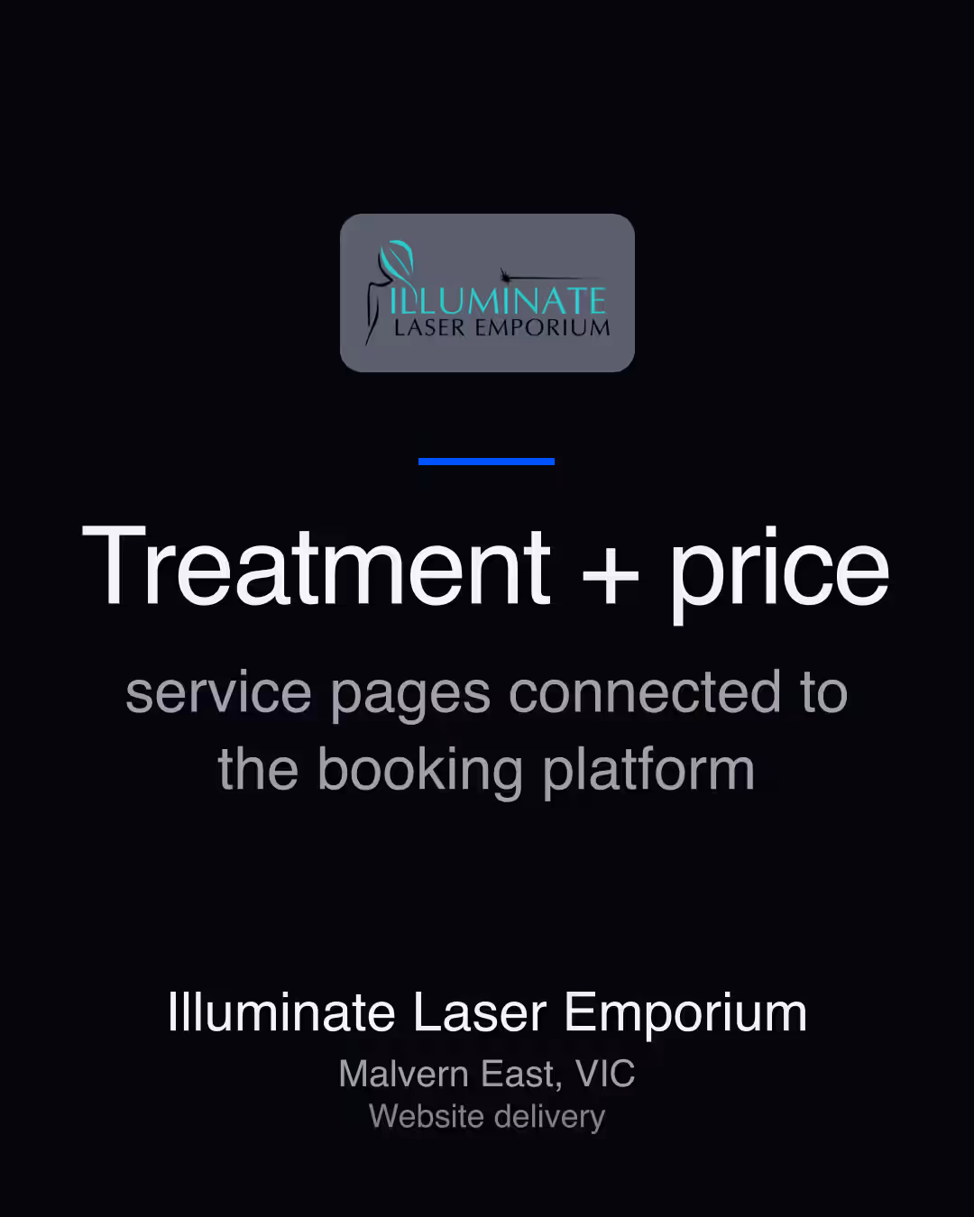Illuminate Laser Emporium: Treatment + price service pages connected to the booking platform
