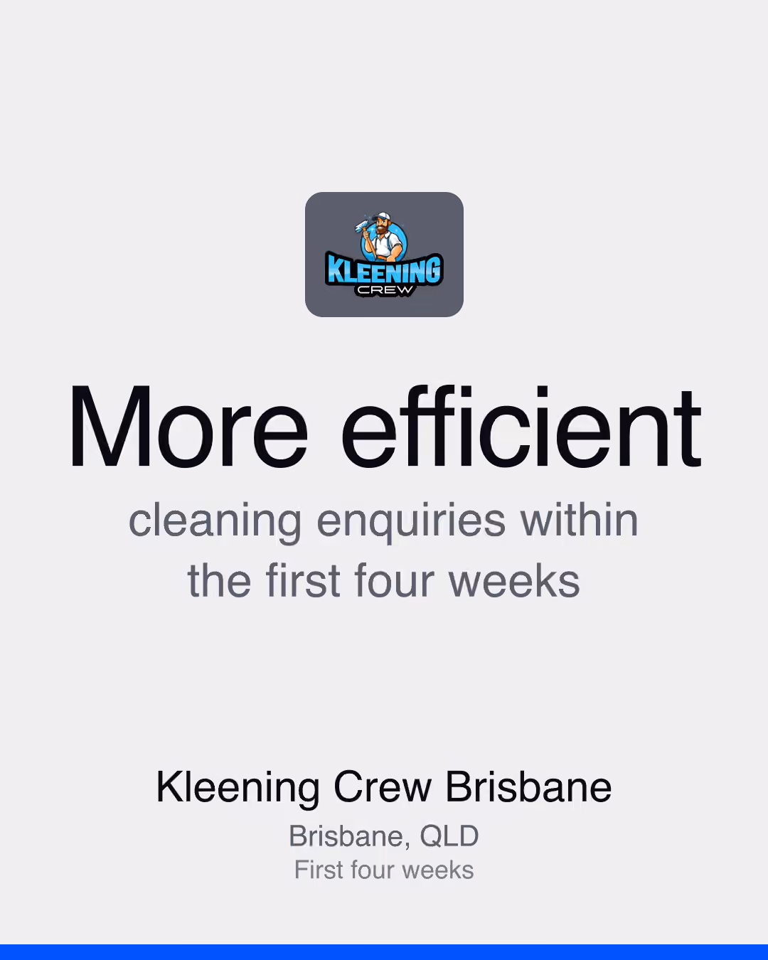 Kleening Crew Brisbane: More efficient cleaning enquiries within the first four weeks