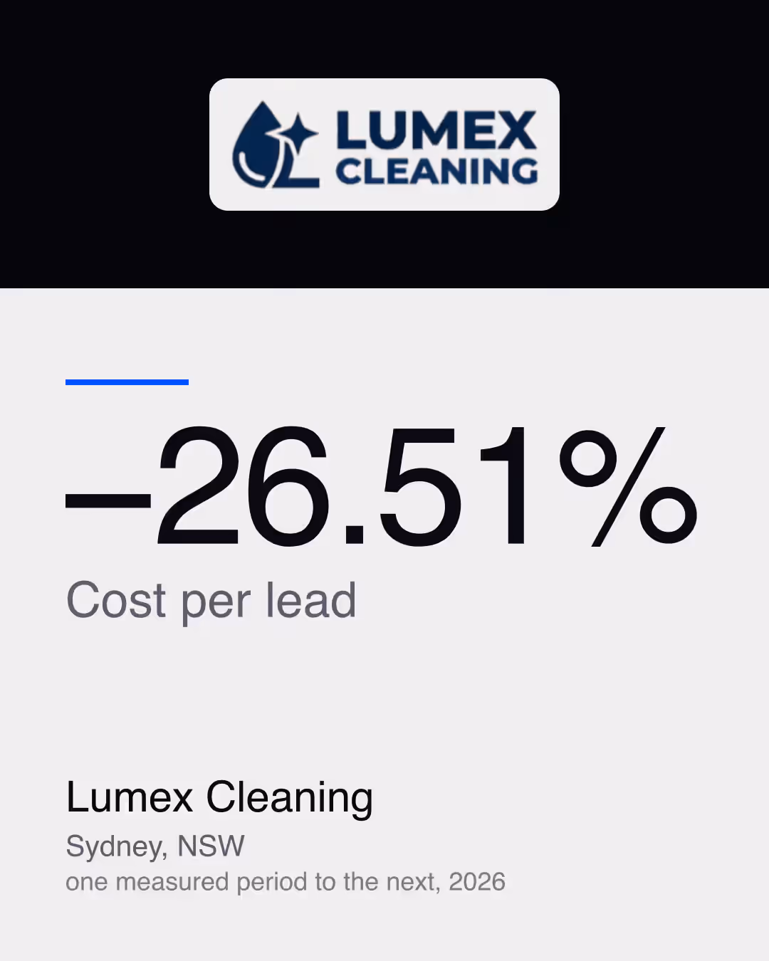 Lumex Cleaning: −26.51% Cost per lead