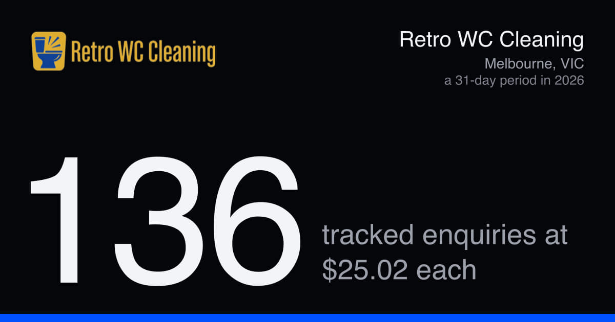 Carpet cleaning Melbourne: 136 enquiries in a month at $25.02 each