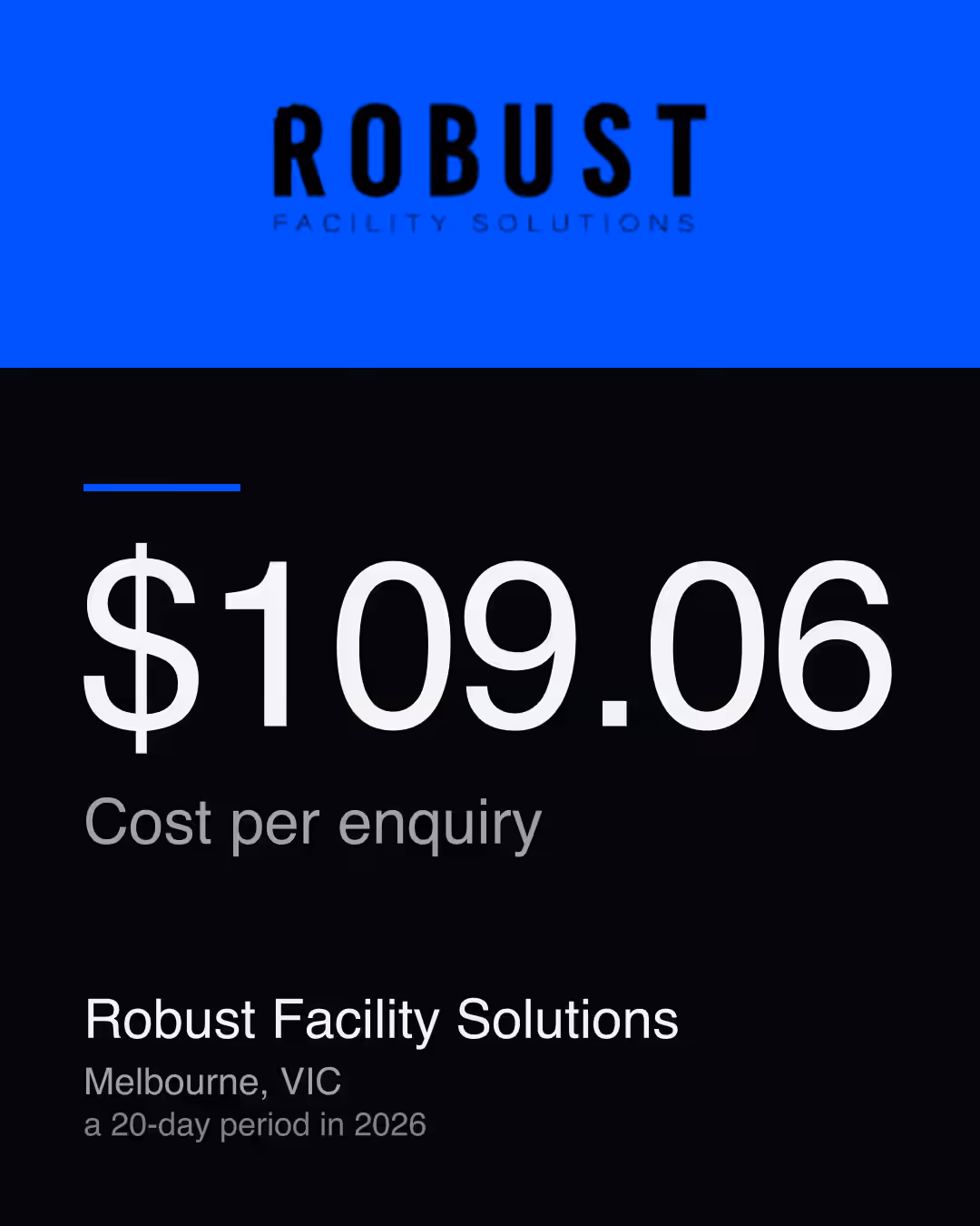 Robust Facility Solutions: $109.06 Cost per enquiry