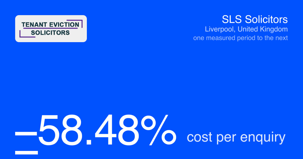 Solicitors Liverpool: cost per enquiry down 58.48%