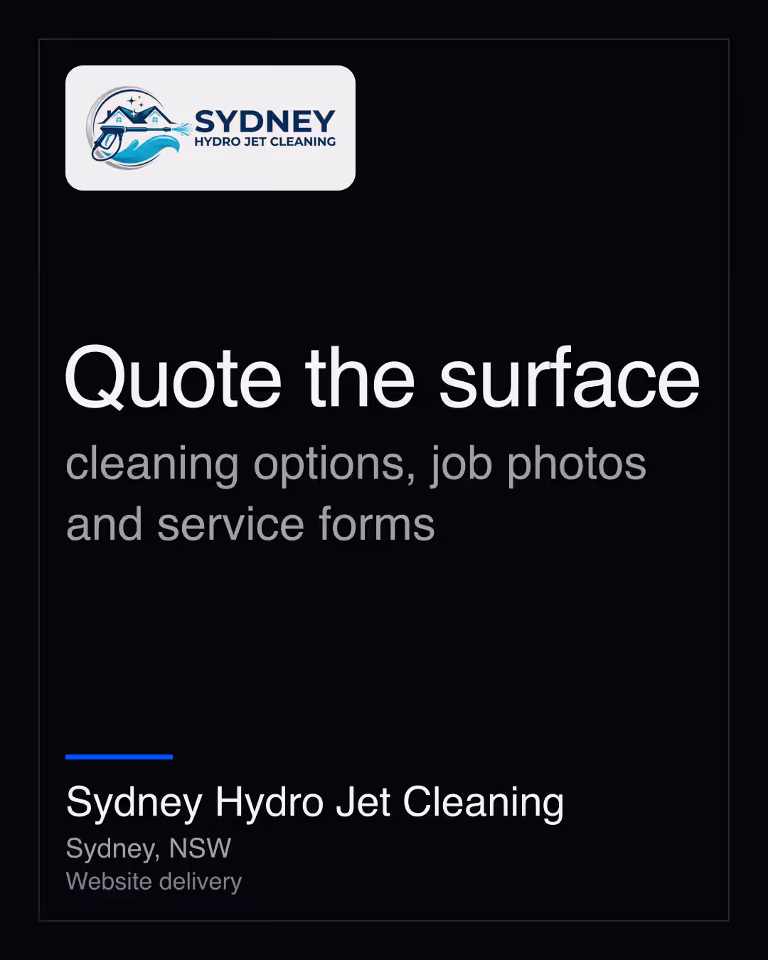 Sydney Hydro Jet Cleaning: Quote the surface cleaning options, job photos and service forms