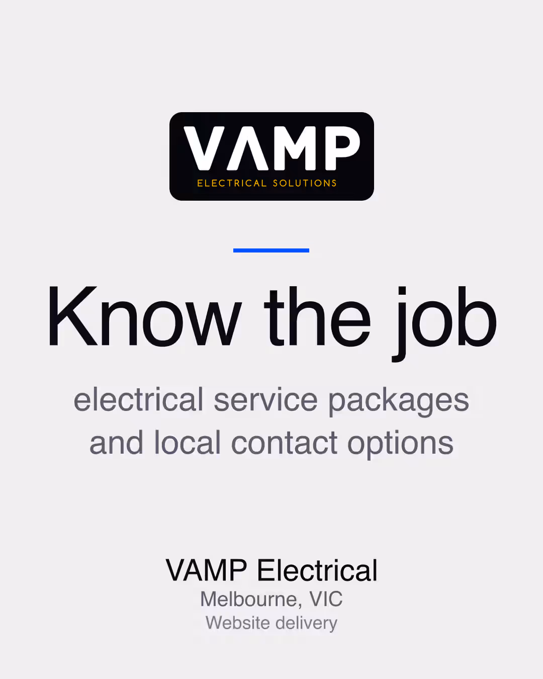 VAMP Electrical: Know the job electrical service packages and local contact options