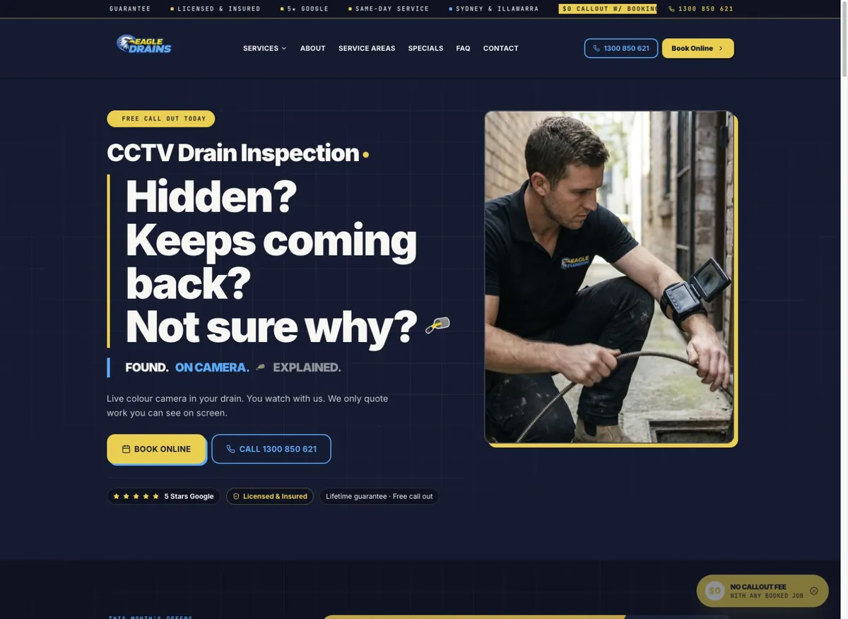 Eagle Drains CCTV inspection service page