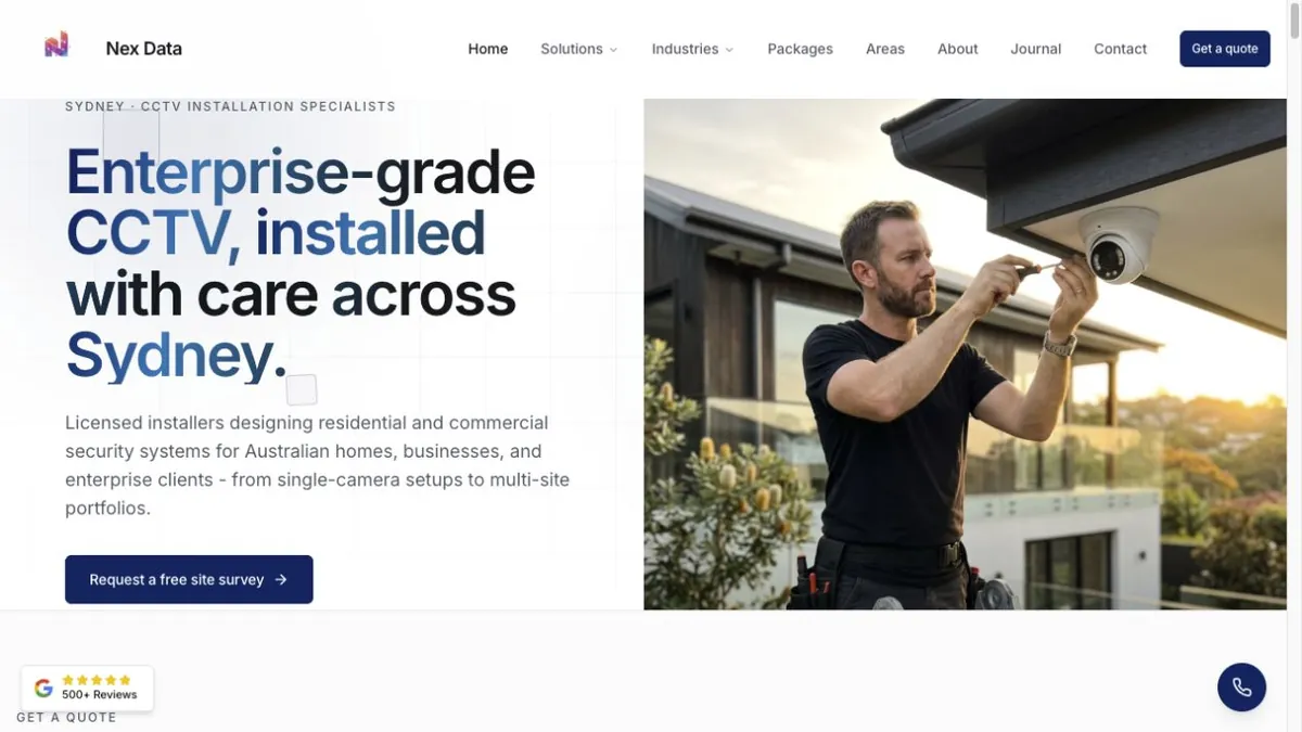 Nex Data CCTV introduction beside installer photography