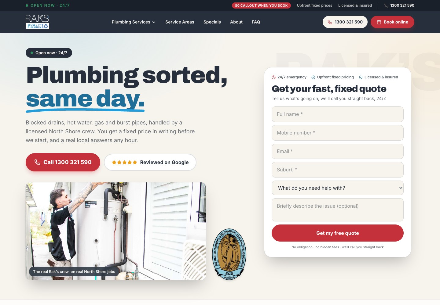 RAKS Quality Plumbing: Google Ads and a clearer path to enquiry