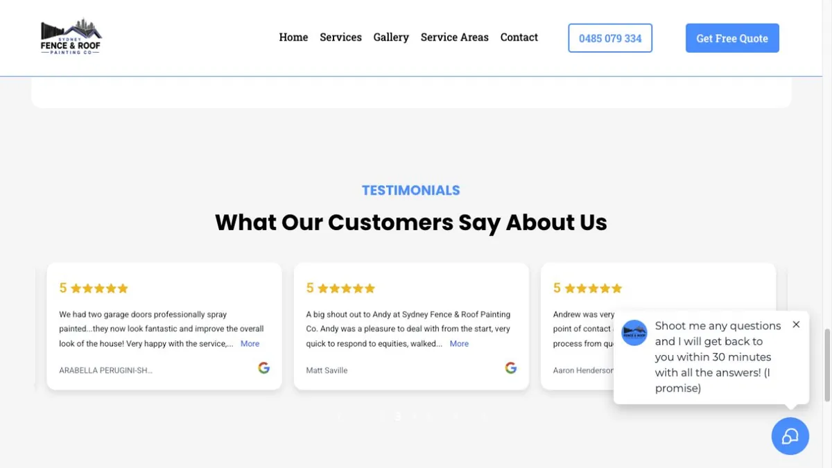 Sydney Fence and Roof Painting customer-review cards