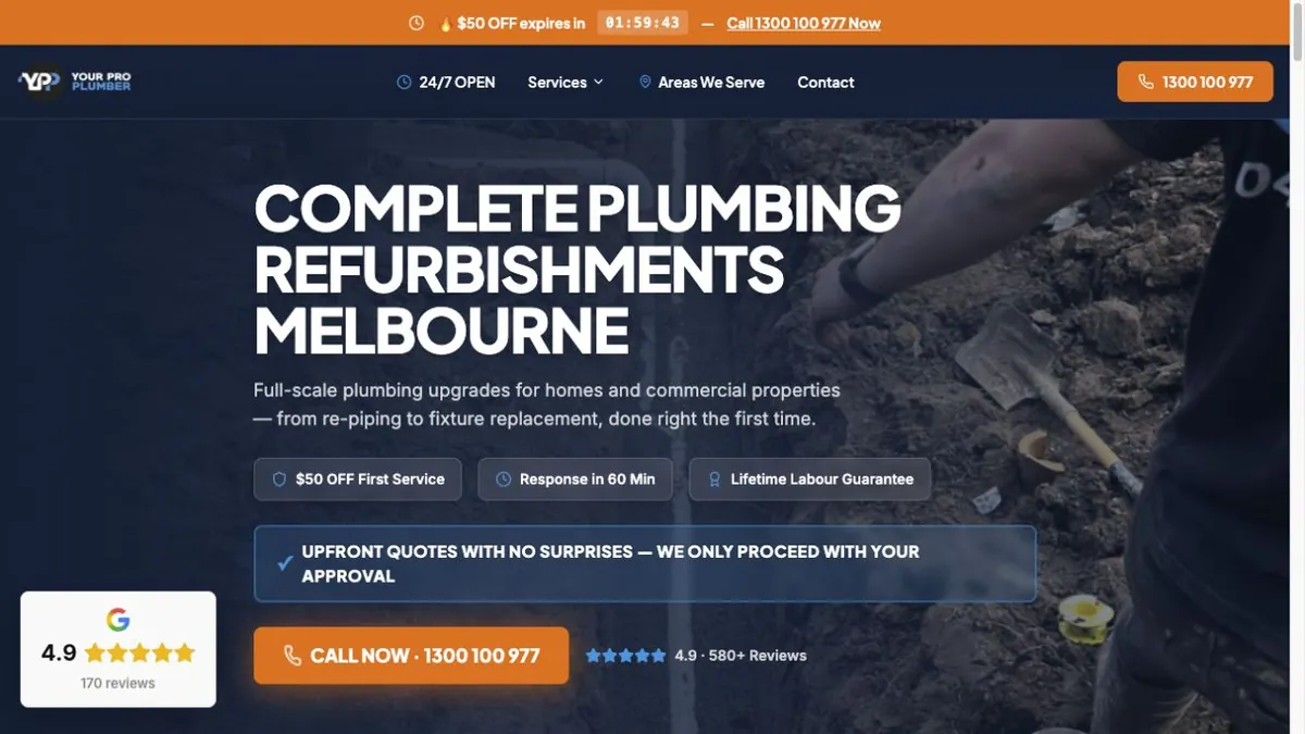 Your Pro Plumber complete-refurbishment service page