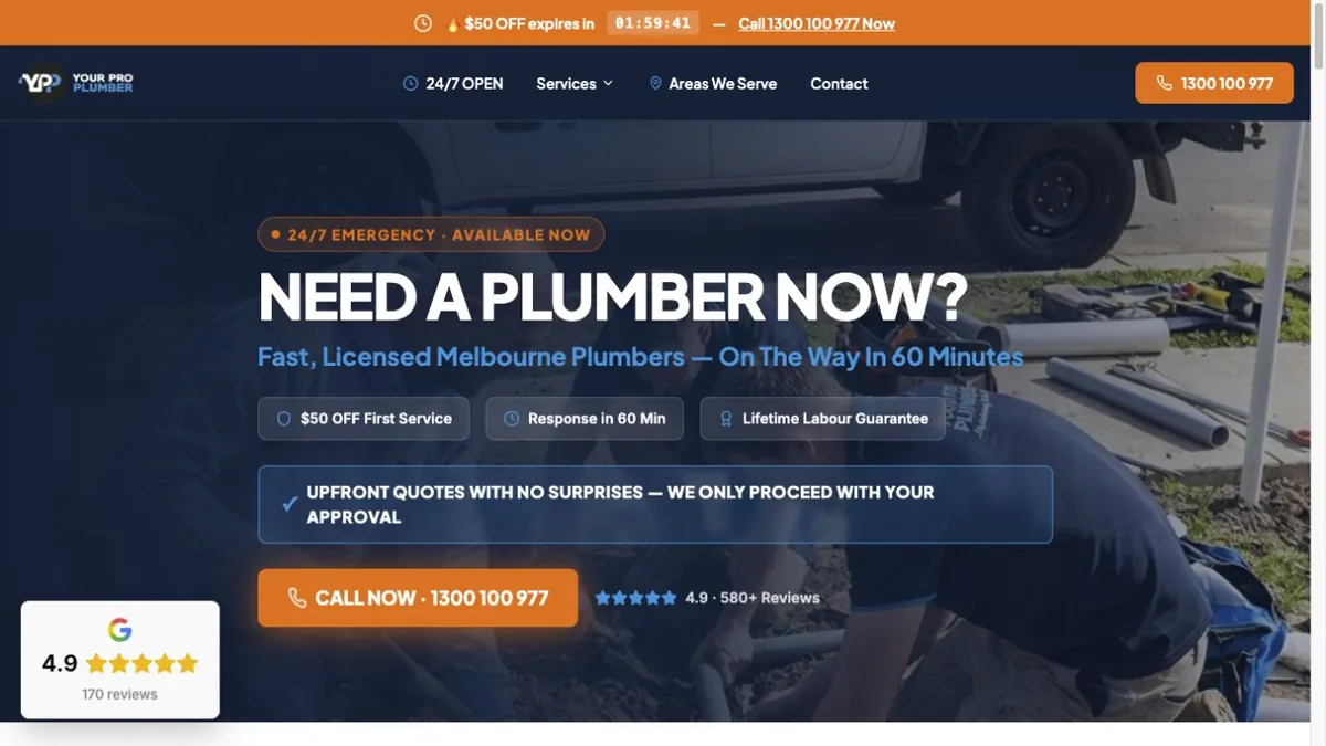 Your Pro Plumber Melbourne introduction over plumbing-work imagery